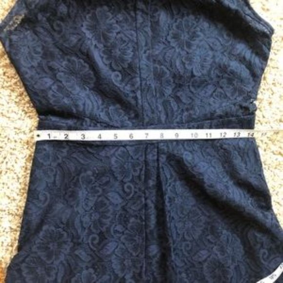 Calvin Klein Navy Blue Lace Floral cap sleeve dress size 4 - Picture 6 of 17